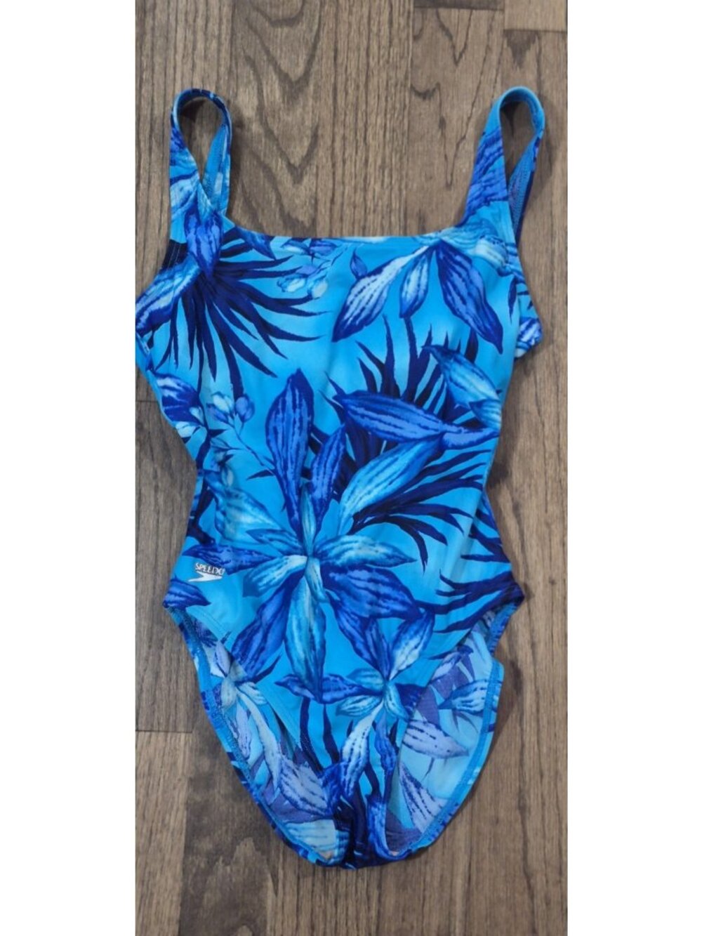 Speedo Blue Tropical Floral One Piece Swimsuit Scoop Back Women's Size 10 NWOT